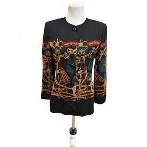 1980's Dynasty Power Blazer Shoulder Pads Equestrian Motif